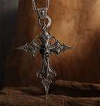 Vintage Gothic Skull Cross Pendant Necklace