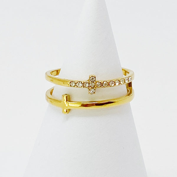 Double Cross Ring - Gold