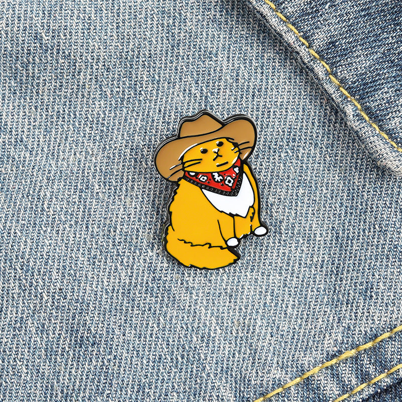 Cowboy Cat Enamel Pin Brooch