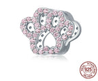 Silver Opal Paw Print Charm Bead