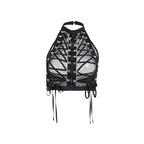 Spring 2023 Sheer Mesh Crop Top with Ties for Women