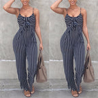 Striped Jumpsuit with Spaghetti Straps and Wide Legs