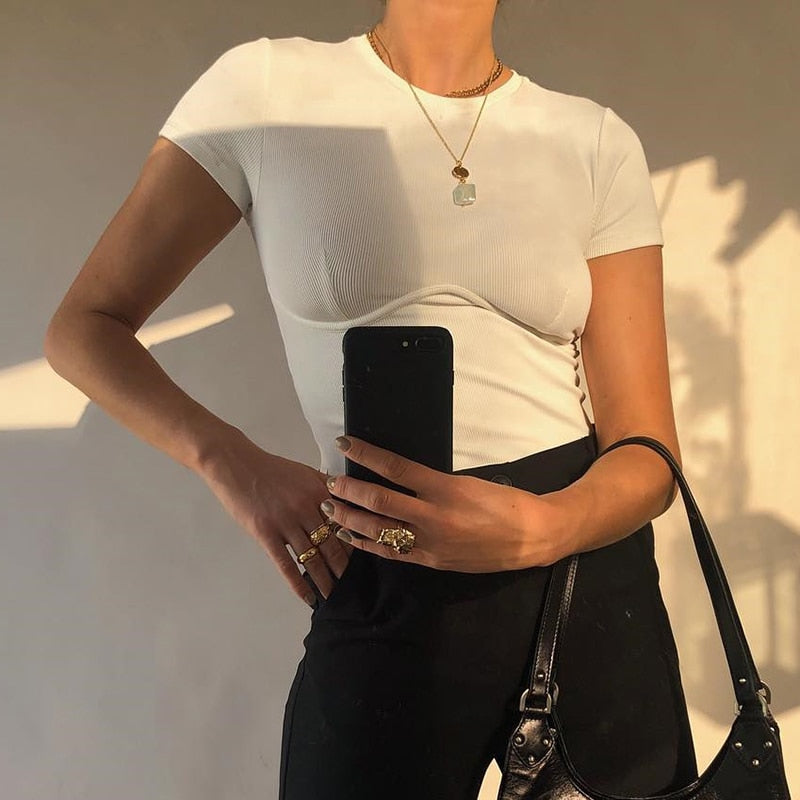 Fashionable Women's Solid Crop Top with Long Sleeves | Streetwear