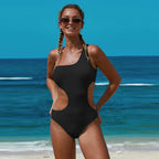 One-Shoulder Cutout One-Piece Swimsuit
