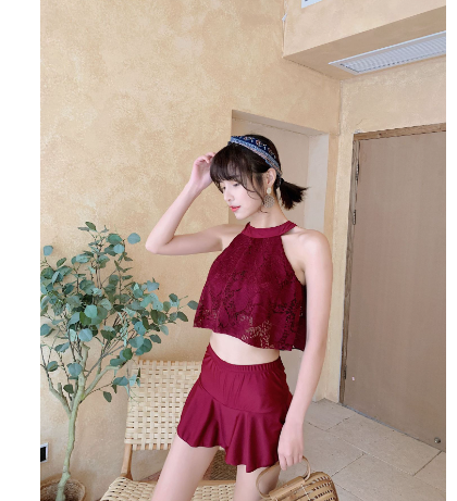 Lace Ruffle Skirted Two-Piece Swim Set