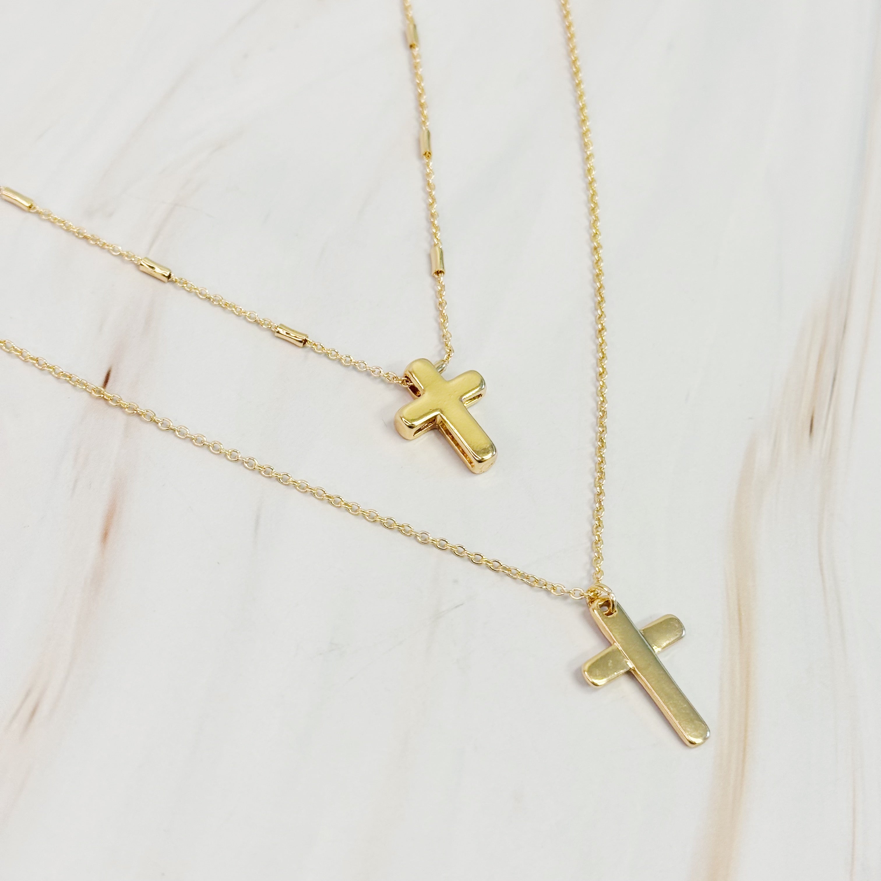 Pretty Chain Cross Necklace (Set of 2)