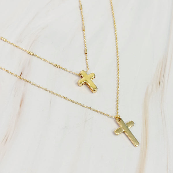 Pretty Chain Cross Necklace (Set of 2)