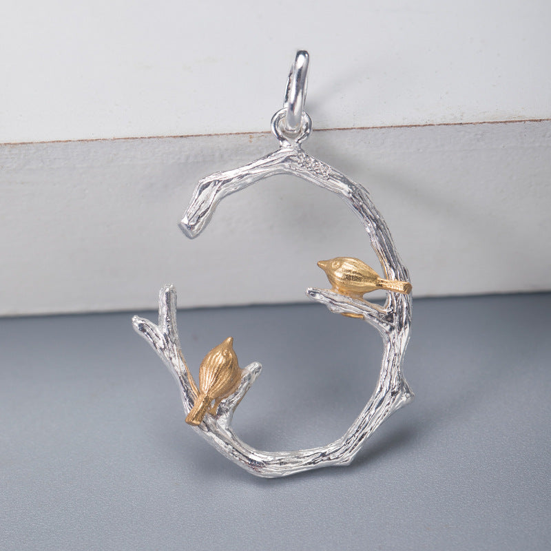 Silver Ethnic Style Bird Pendant and Ring Set