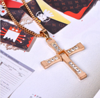 Men's Rhinestone Cross Pendant Necklace