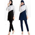 Modest Long-Sleeve Colorblock Swim Set