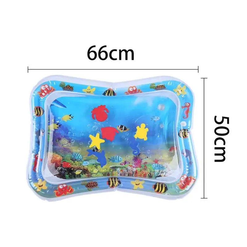 Inflatable Water Play Mat, Sensory Splash Pad with Floating Ocean Fish, Summer Cooling Tummy Time Mat for Babies and Pets, 66x50cm