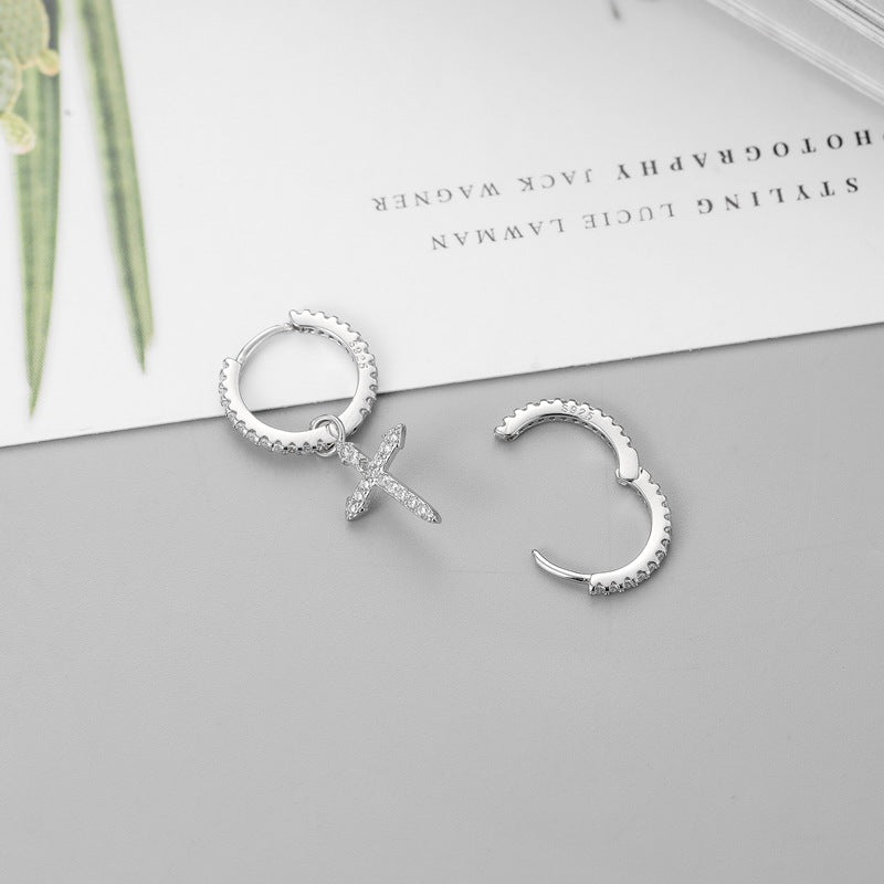 Crystal Cross Hoop Earrings for Women