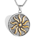 Stainless Steel Sun Medallion Pendant Necklace
