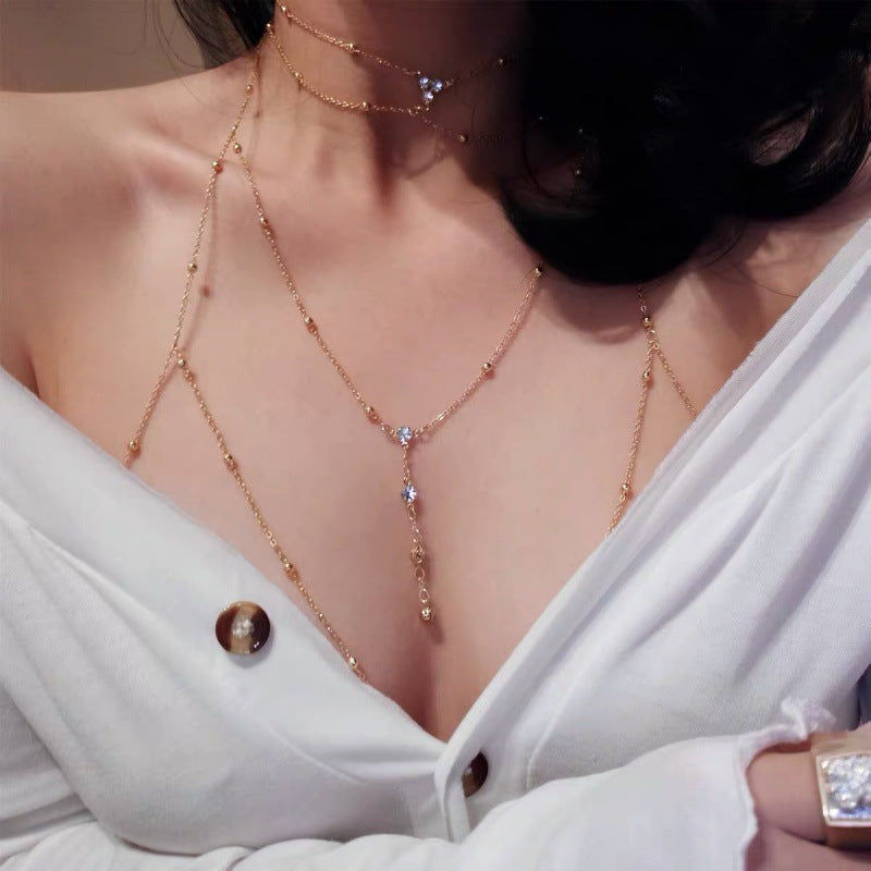 Rhinestone Body Chain with Padlock Charms