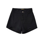 Women's Curved Edge Stretch Slim Denim Shorts for Summer
