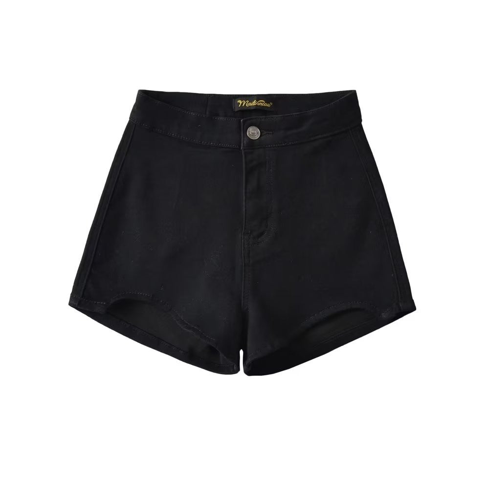 Women's Curved Edge Stretch Slim Denim Shorts for Summer