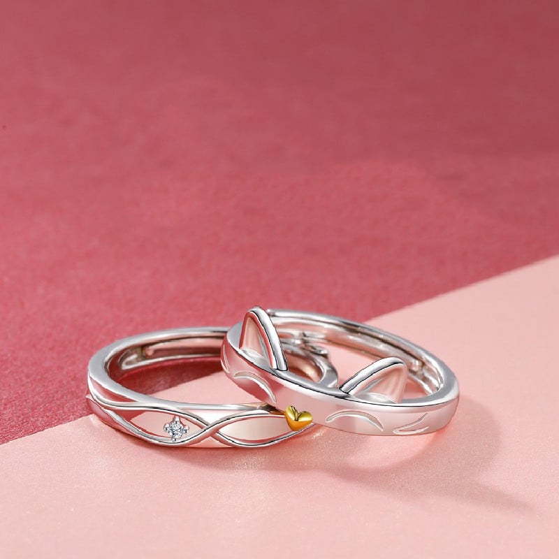Couple's Silver Infinity Band Ring Set
