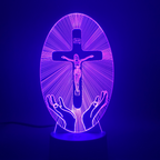 3D Acrylic Jesus Crucifix Night Light - Christian LED Decor