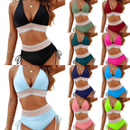 Navy Halter High-Waist Bikini Set