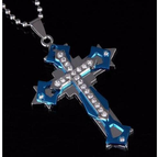Titanium Steel Rhinestone Cross Necklace | Christian Jewelry