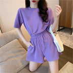 2020 Summer Women's Casual High-Waist Shorts Set