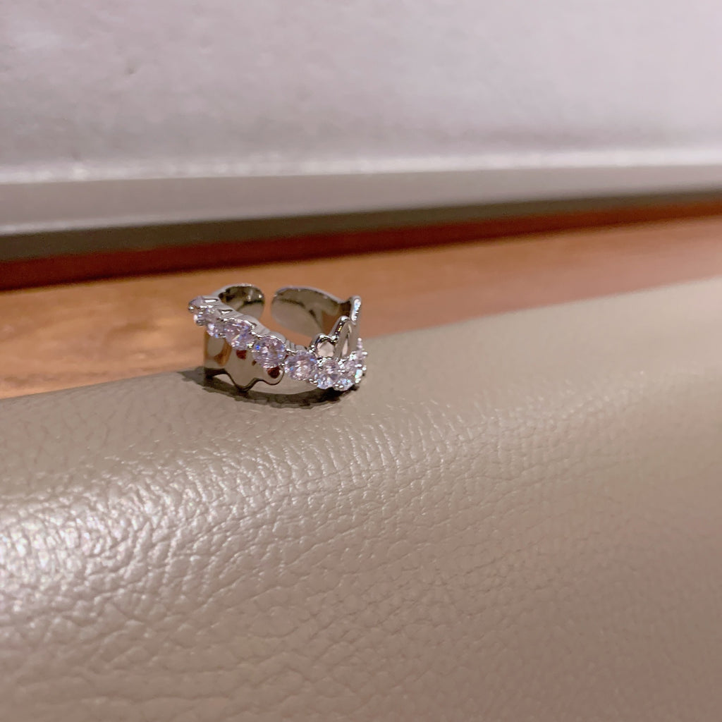 Light Luxury Small Zircon Cross Ring for Women