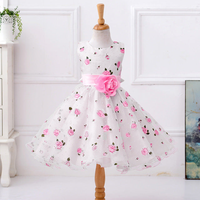 White Baptism Dress for Baby Girls 2-10 Years