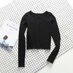 New European and American Style Long Sleeve Crop Top