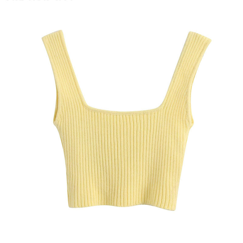 Aussie Design Sleeveless Knitted Crop Top Tank Top