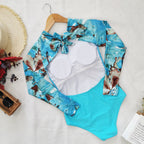 Women's Long Sleeve Printed One-Piece Surf Swimsuit