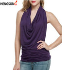 Summer Slim Backless V-neck Solid Tank Top for Women