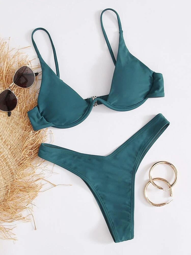 Black Underwire Triangle Bikini Set