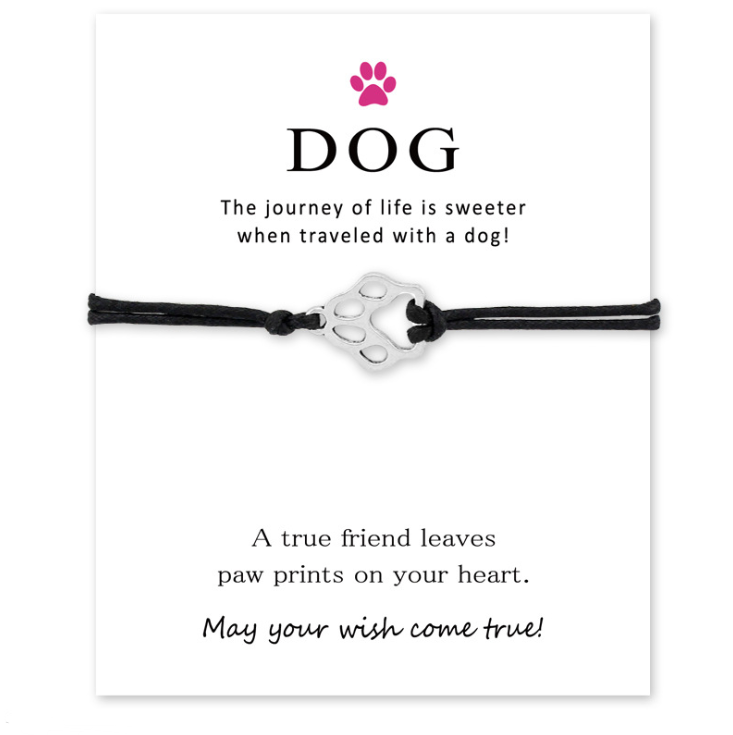 Dog Paw Charm Bracelet with Blessing Card