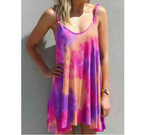 Tie-Dye Spaghetti Strap Flowy Beach Dress