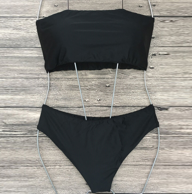 Women's Black Strapless Bandeau Bikini Set