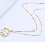 Gold Dog Pendant Necklace with Shell Inlay