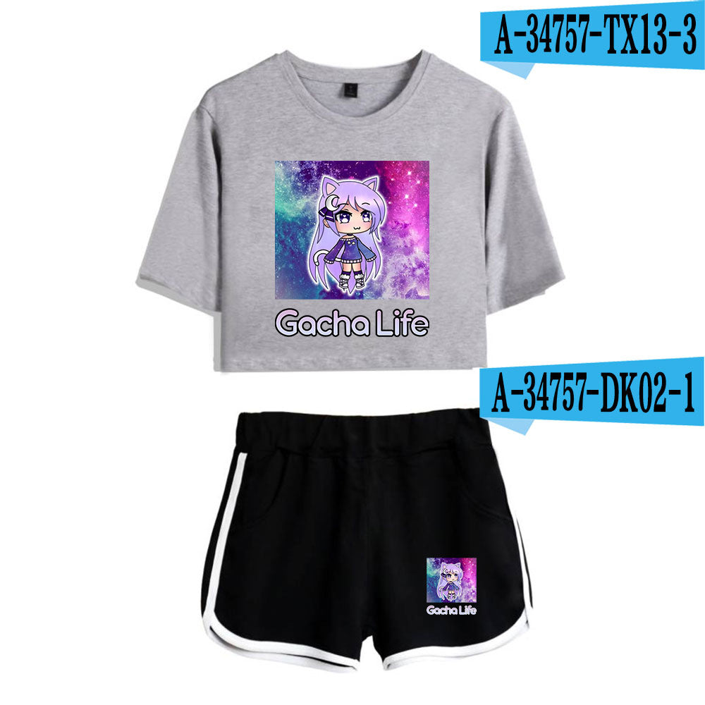 Gacha Life Women's Crop Top and Shorts Set (2D Custom)
