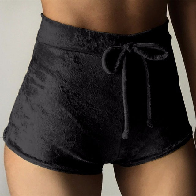 Women's Flannel Elastic Tie Casual Sports Shorts