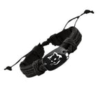 Woven Bracelet with Cat Pattern - Minimalist Leather Band