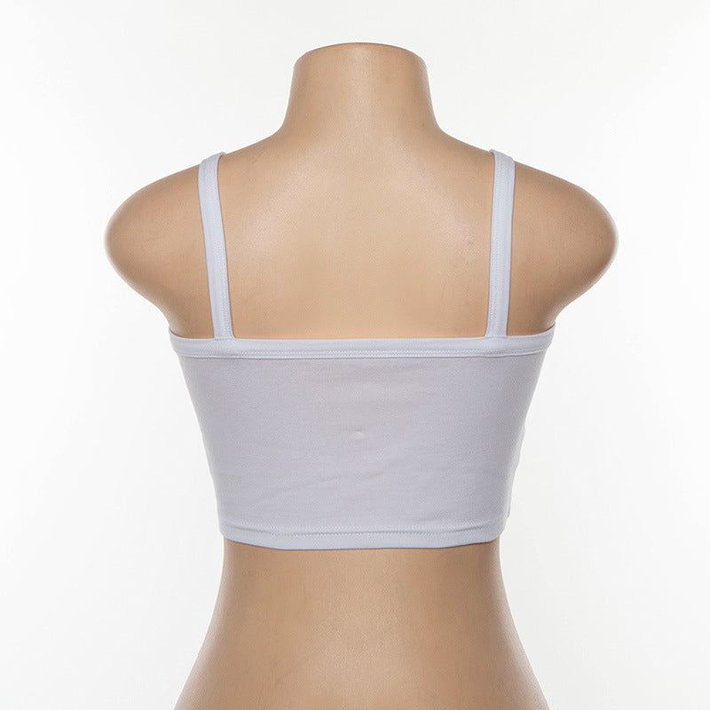 Trendy Women's Letter Print Crop Top Tank Top