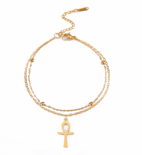 Egyptian Ankh Cross Stainless Steel Anklet