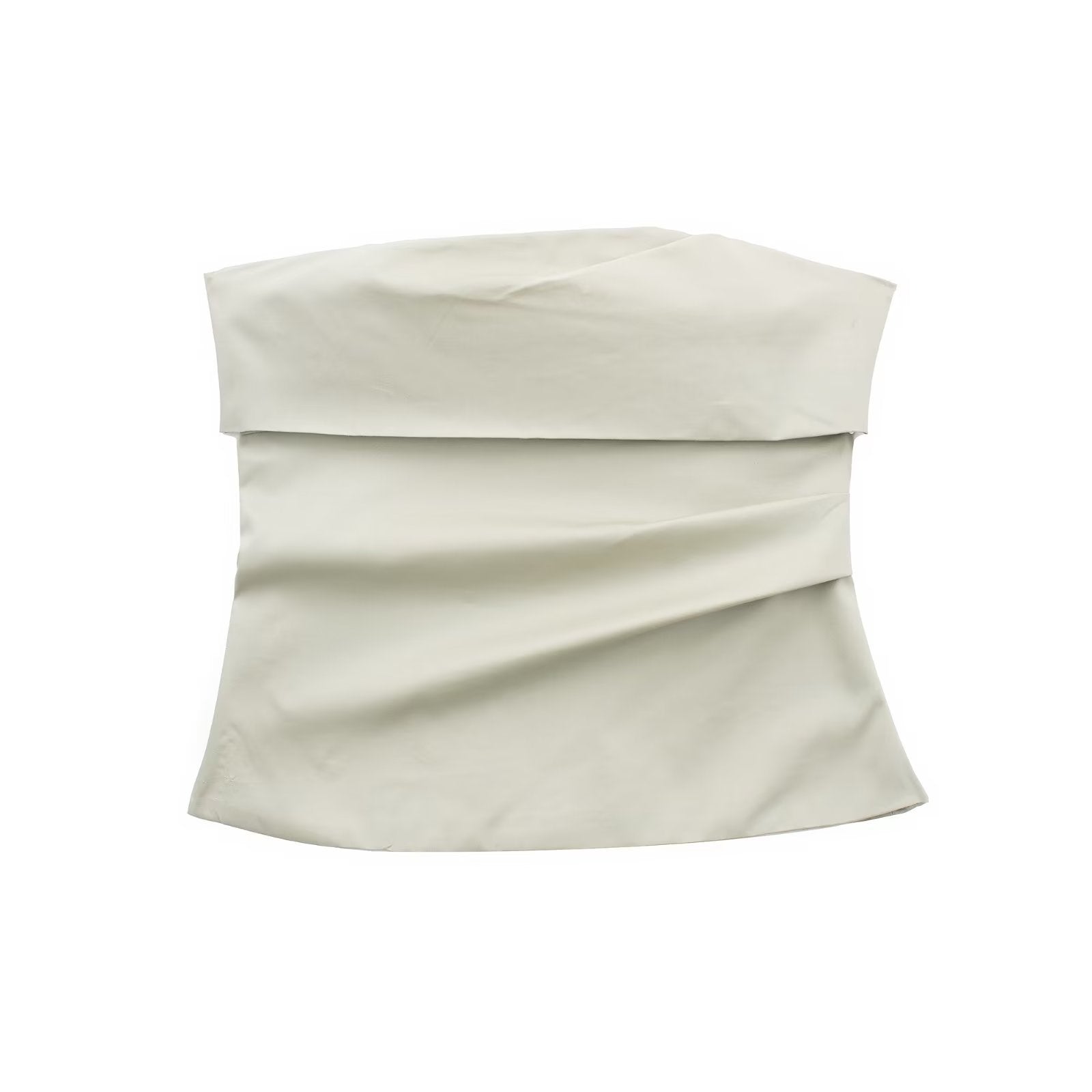 Pleated Strapless Bustier Cropped Tank Top for Women