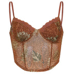 Cute Lace Frill Spaghetti Strap Beach Top for Women