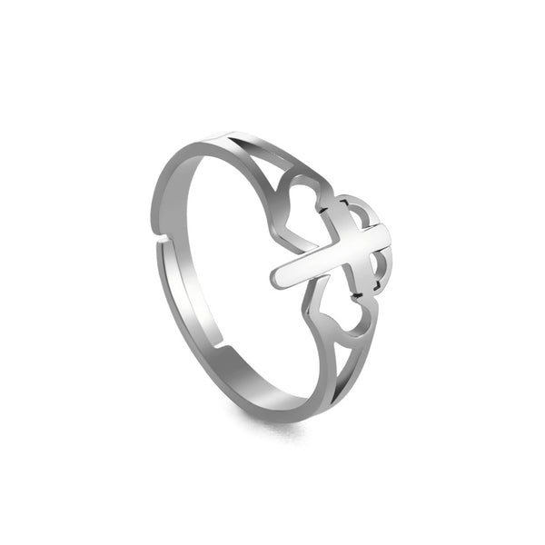 Adjustable Double Love Cross Opening Ring