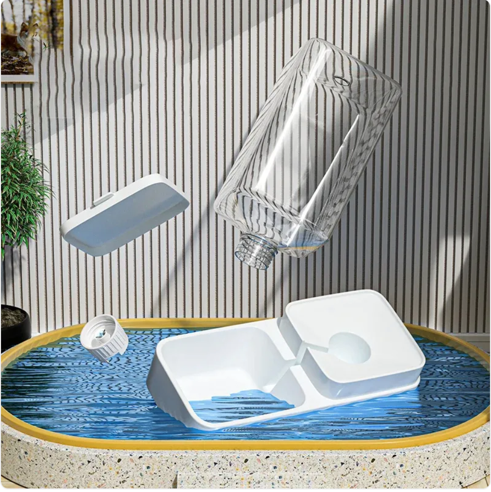 Automatic Gravity Pet Feeder & Water Dispenser, 3.8L Large Capacity, See-Through Food & Water Station for Cats and Dogs