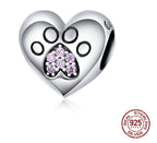 Silver Opal Paw Print Charm Bead
