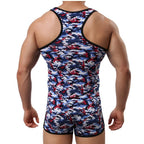Men's Slim Fit Camouflage Tank Top with Round Neck