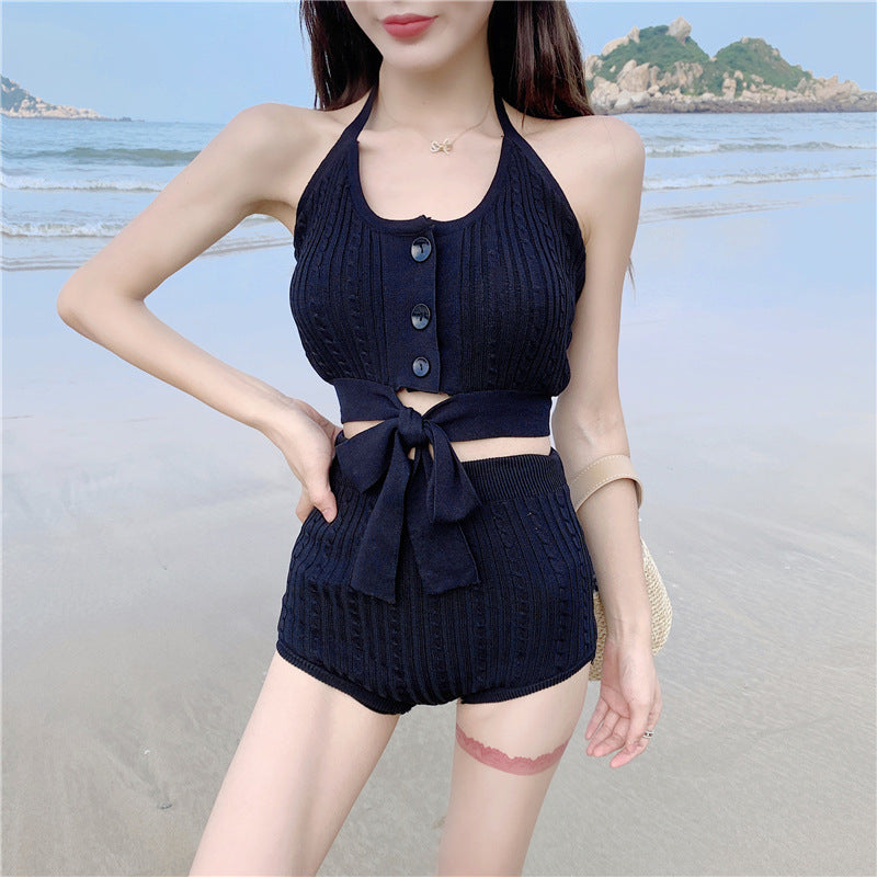 Women's Halter Tie-Front Two-Piece Swimsuit