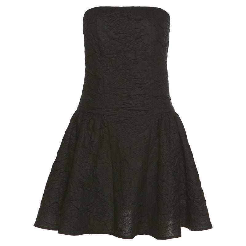 High Waist Slim Zipper Tube Top Halter Dress for Women