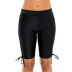 Solid Color Mid-Length Swim Shorts for Women